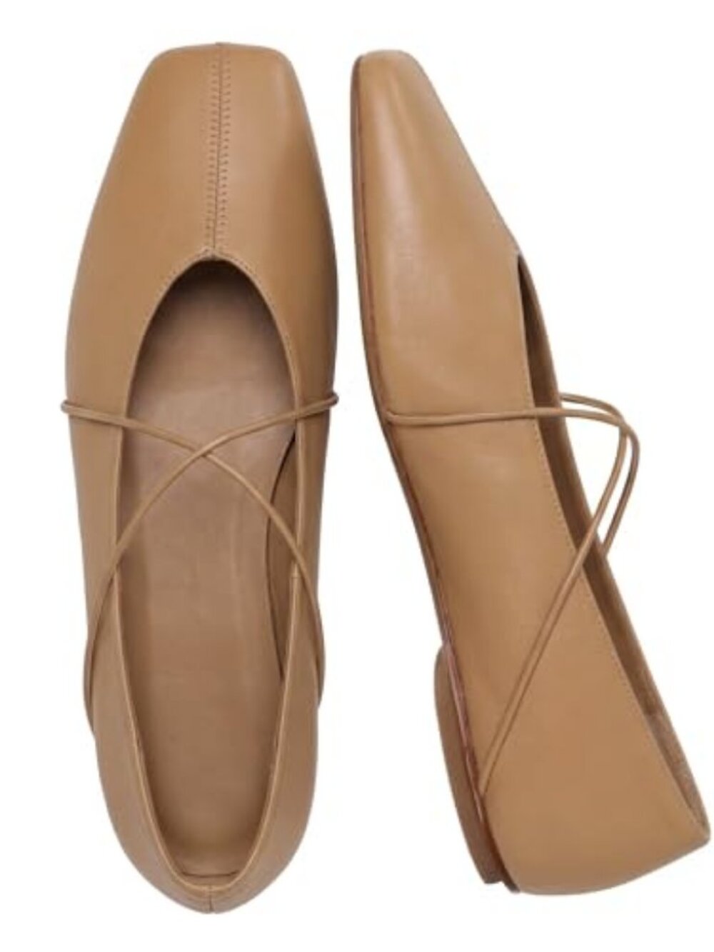 Women's Square Toe Ballet Flats Criss Cross Strap Slip On Mary Jane Shoes